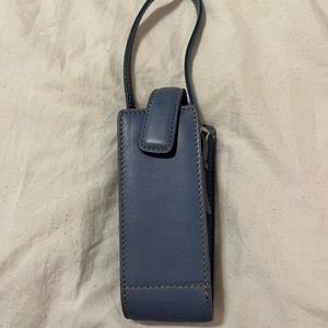 Baby blue leather Coach phone holder